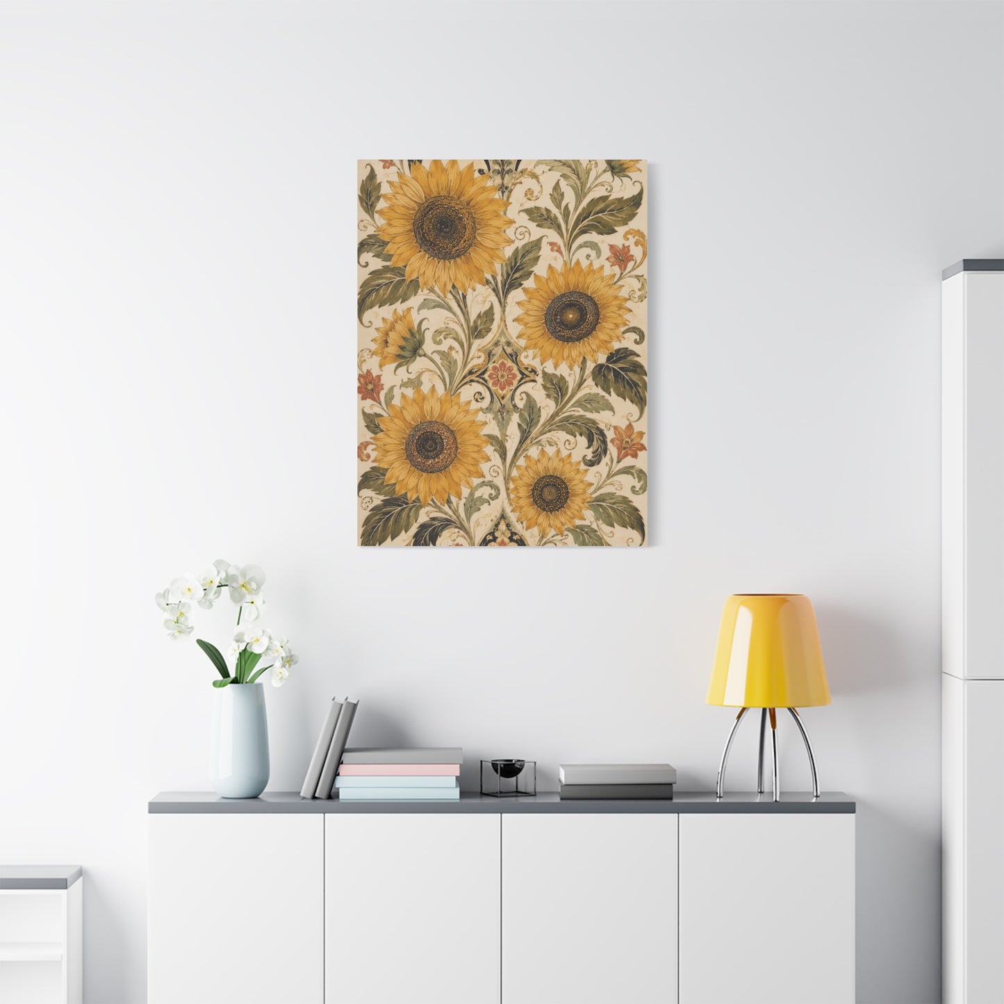 Ornate Floral Sunflower Tapestry Wall Art & Canvas Print