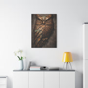 Rustic Metal Feather Owl Sculpture Wall Art & Canvas Print