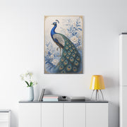 Refined Blue Porcelain Peacock Wall Art & Canvas Print