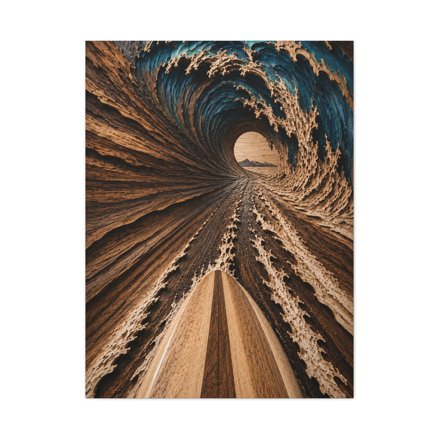 Wooden Barrel Tunnel Surf View Wall Art & Canvas Print