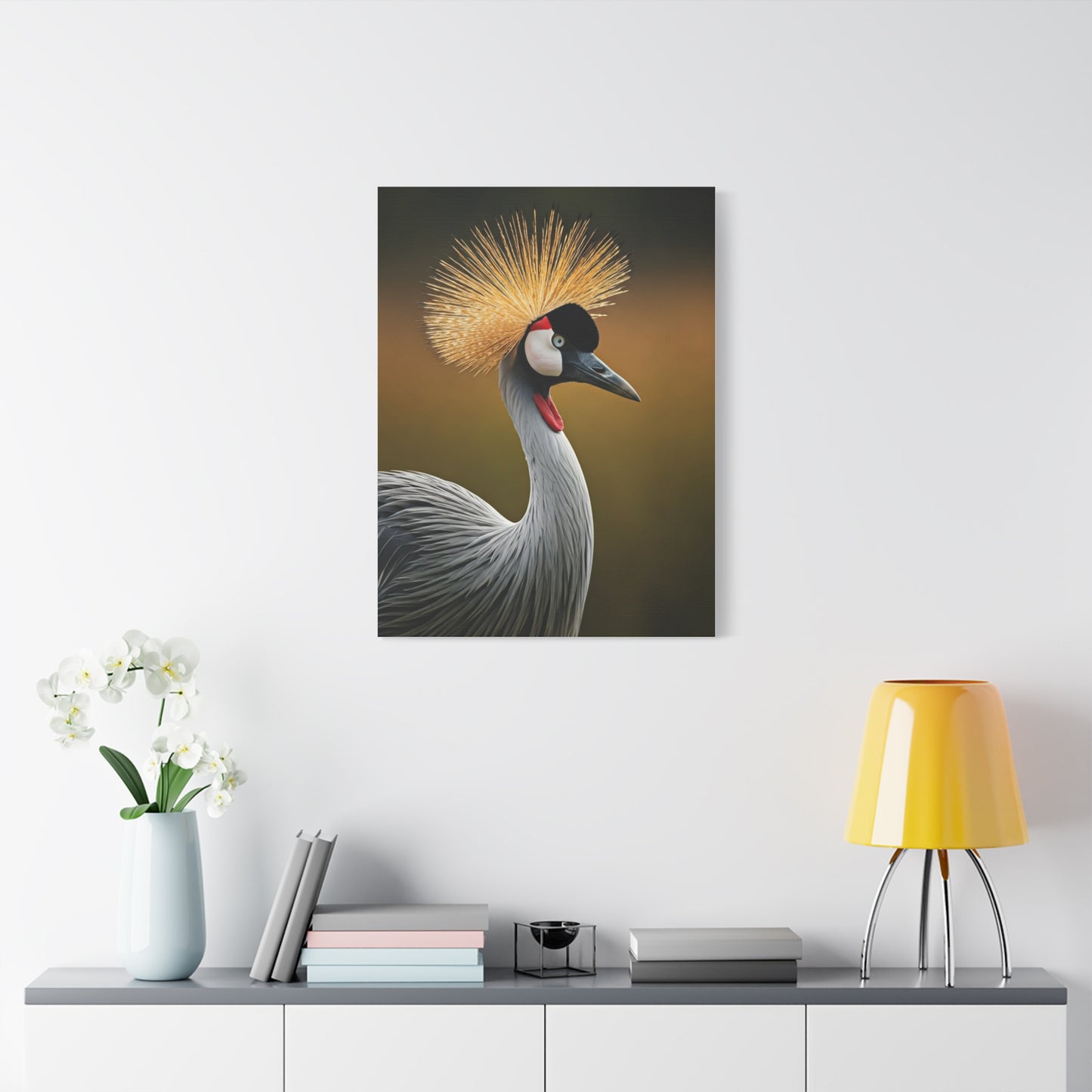 Regal Crowned Crane Portrait Wall Art & Canvas Prints