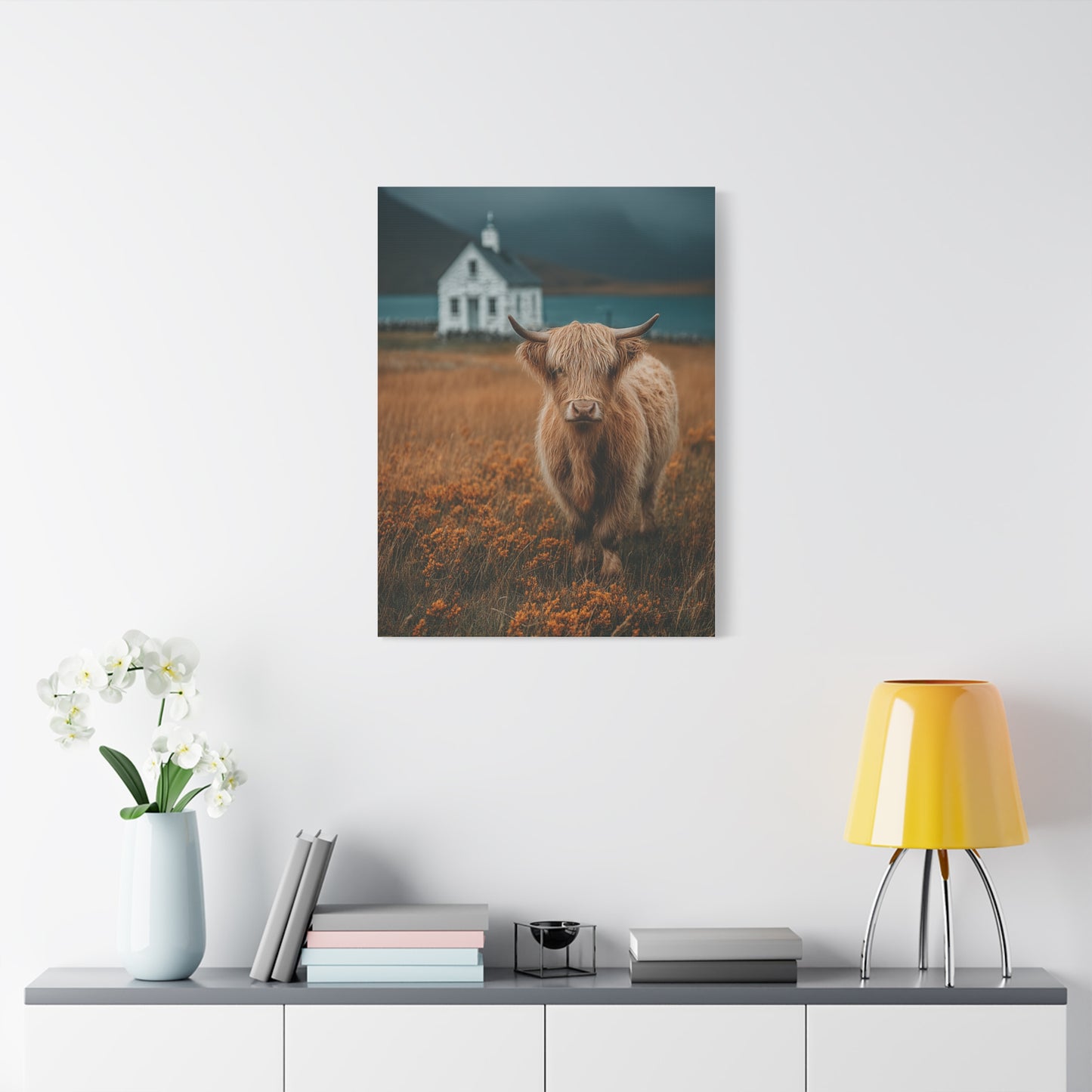 Highland Cow Farm Pasture Wall Art & Canvas Print