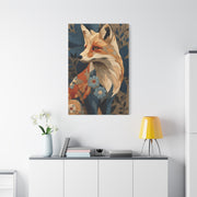 Patchwork Textile Fox Folk Art Wall Art & Canvas Print