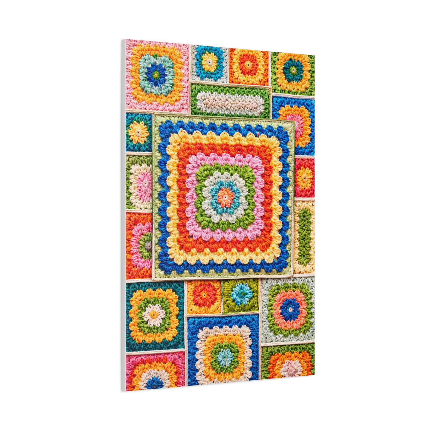 Granny-Square Concentric Abstraction Wall Art & Canvas Print