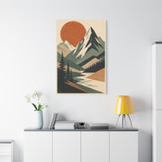 Mid-Century Graphic Sunset Mountain Wall Art & Canvas Print