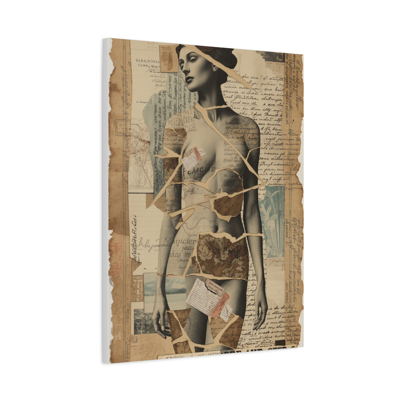 Mixed Media Collage Figure Wall Art & Canvas Print
