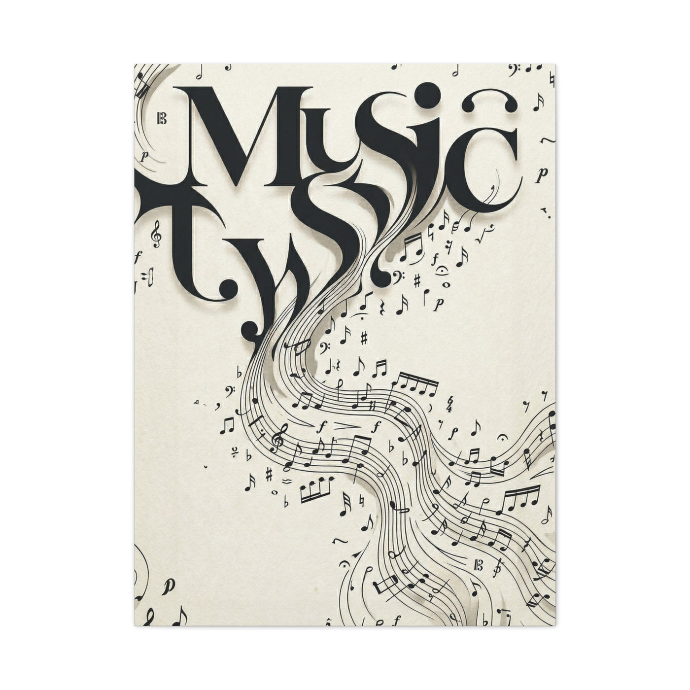 Flowing Typography Music Composition Wall Art & Canvas Print