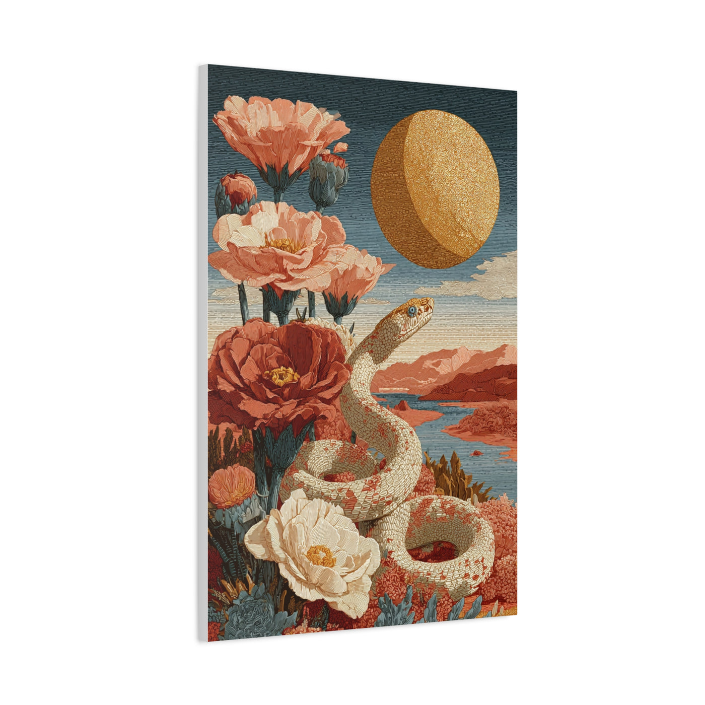 Celestial Desert Snake Folk Wall Art & Canvas Print