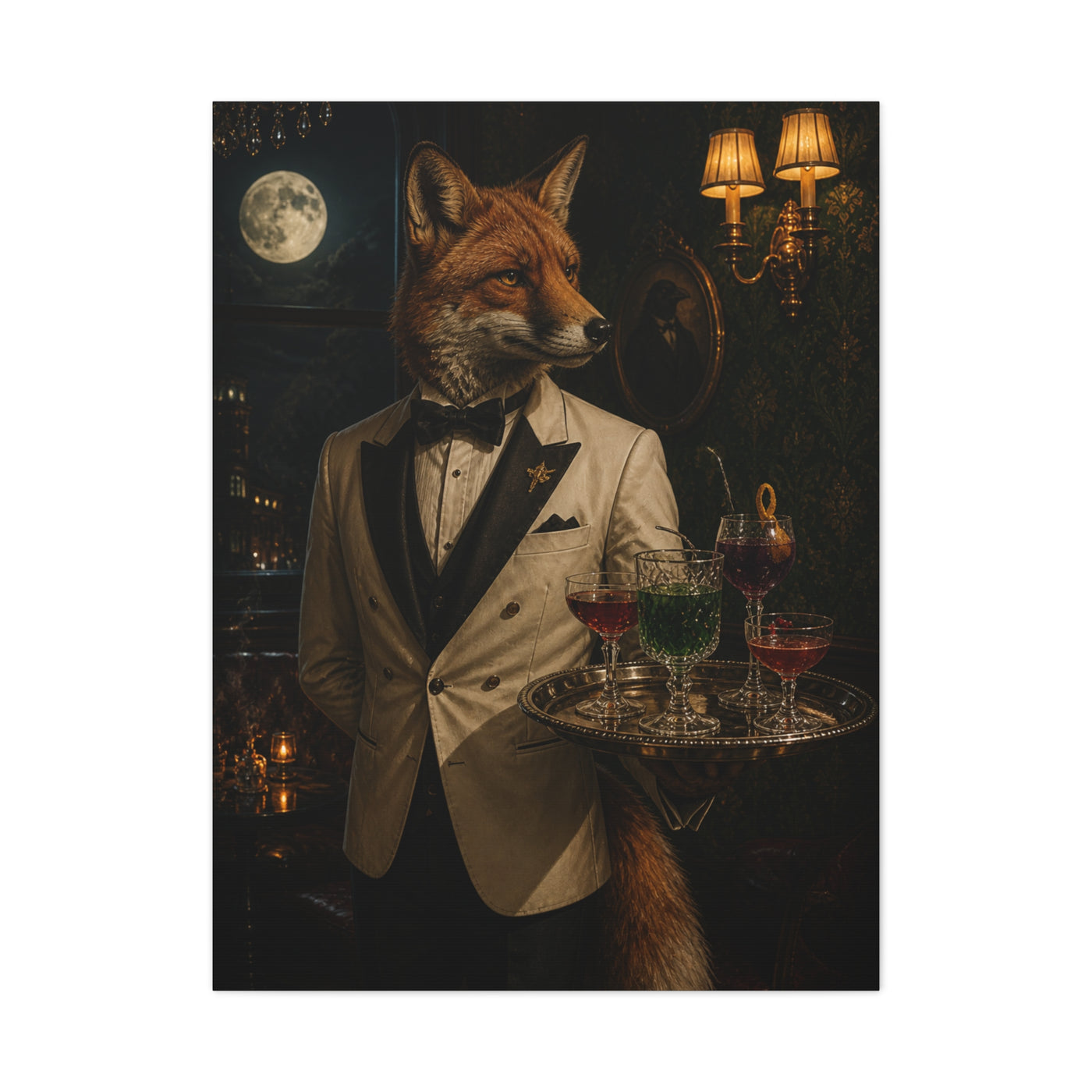 Fox Cocktail Waiter Speakeasy Wall Art & Canvas Print