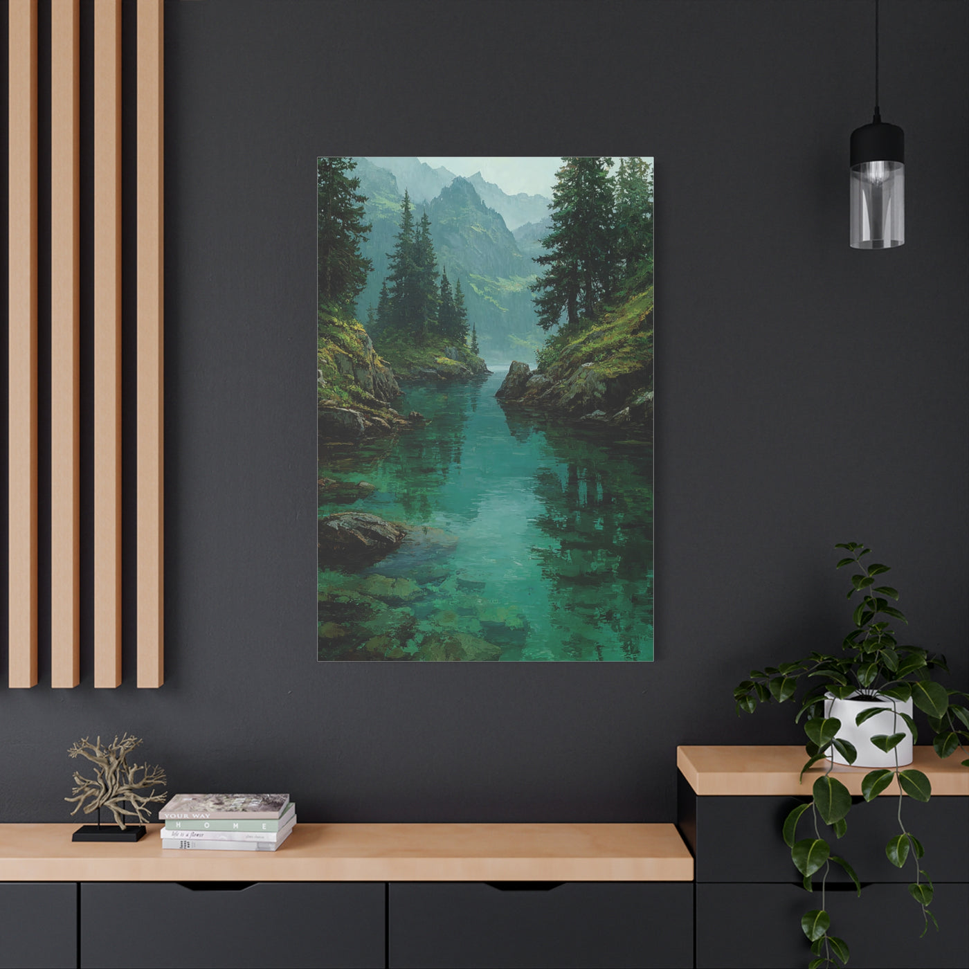 Emerald Mountain Lake Serenity Wall Art & Canvas Print