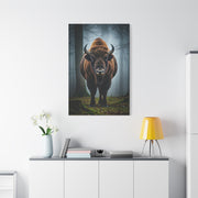 Bison Emerging from Forest Mist Wall Art & Canvas Print