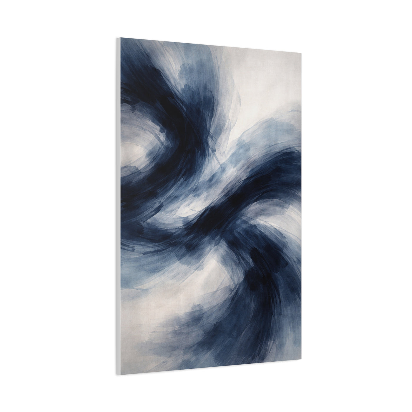 Expressive Navy Brush Flow Abstraction Wall Art & Canvas Print