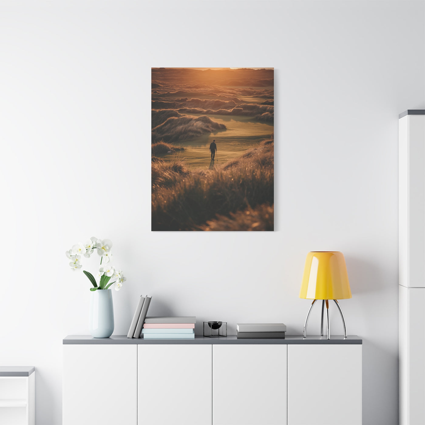 Scottish Links Golfer Sunrise Wall Art & Canvas Print