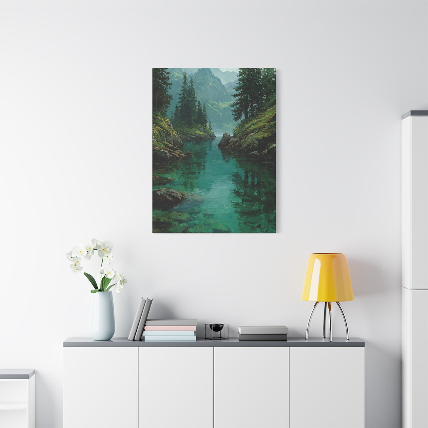 Emerald Mountain Lake Serenity Wall Art & Canvas Print