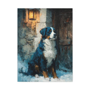 Bernese Mountain Dog Winter Chalet Wall Art & Canvas Print