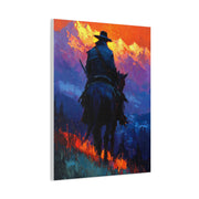 Sunset Ridge Cowboy Painting Wall Art & Canvas Print