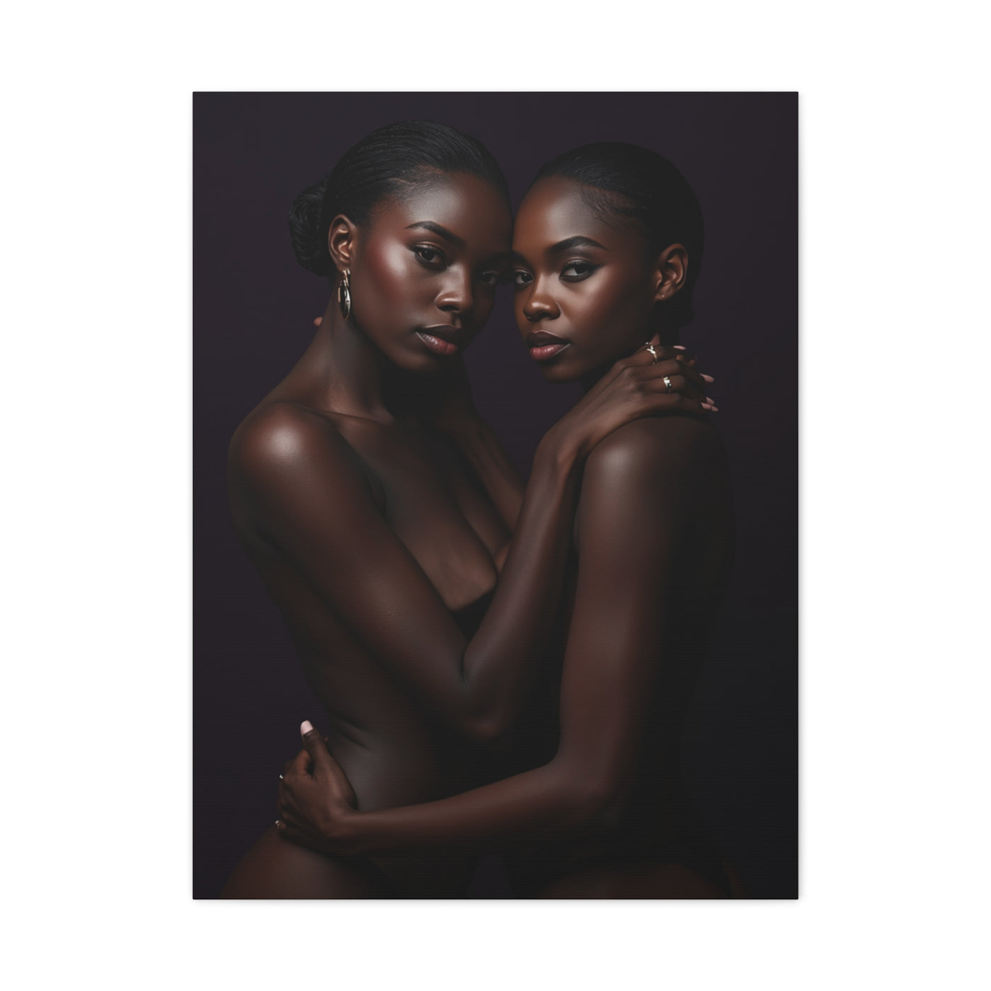 Intimate Dual Portrait Embrace Wall Art & Canvas Print