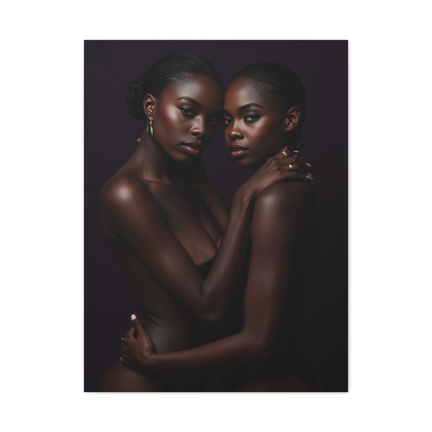 Intimate Dual Portrait Embrace Wall Art & Canvas Print