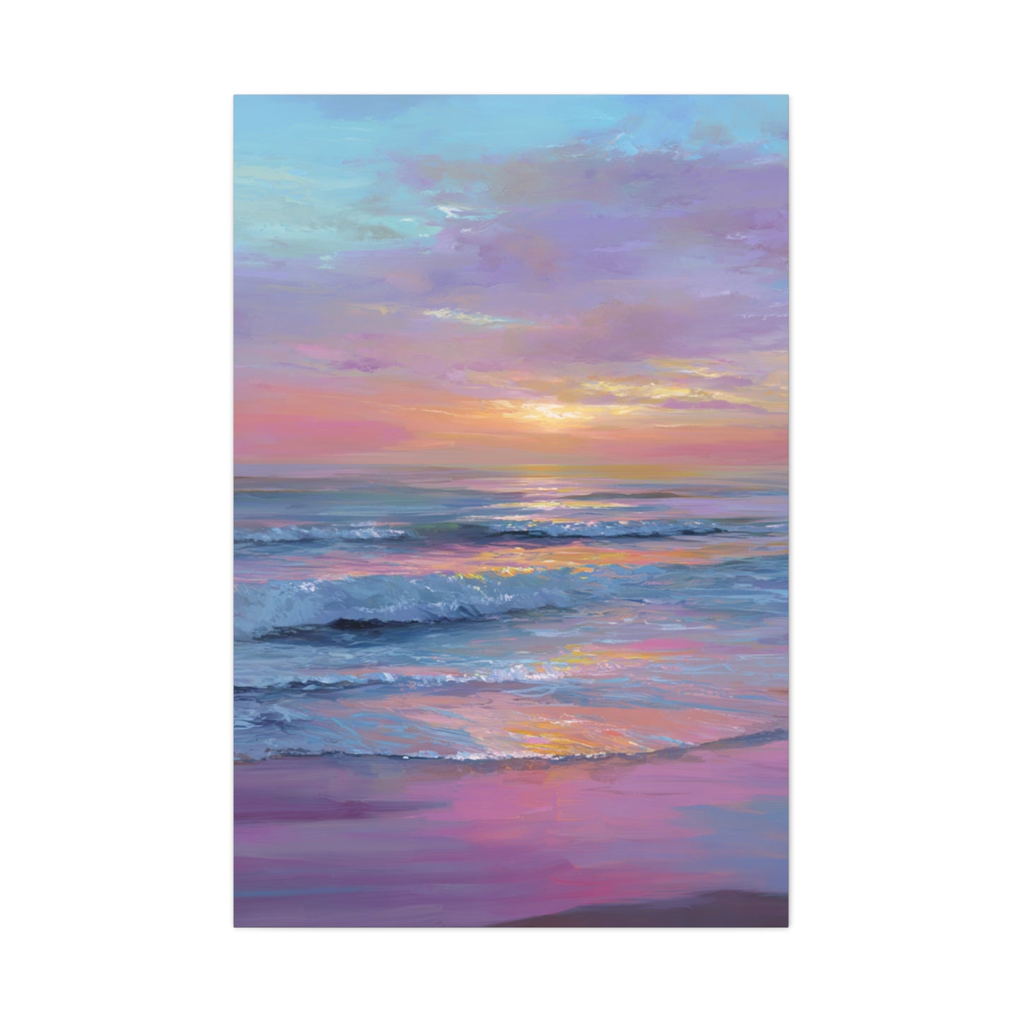 Pastel Sunrise Over Calm Ocean Waves Wall Art & Canvas Print