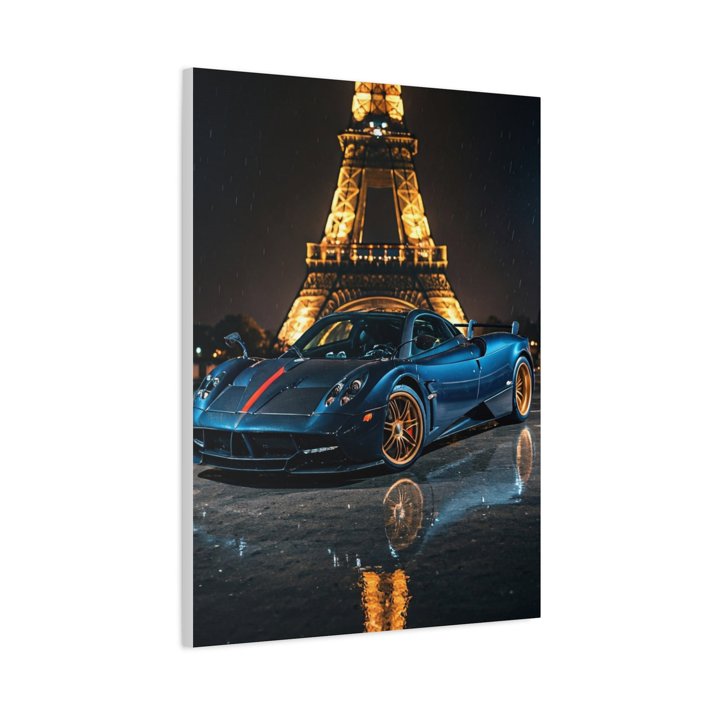 Pagani Huayra Paris Eiffel Tower Night Wall Art & Canvas Prints
