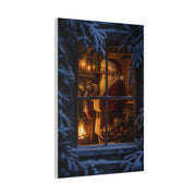 Snowy Cottage Window Santa Scene Wall Art & Canvas Print