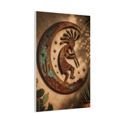 Kokopelli Crescent Moon Southwest Wall Art & Canvas Print