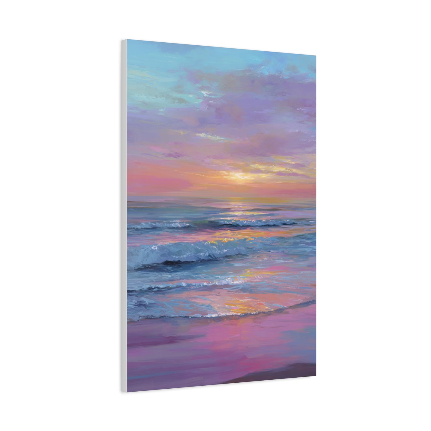 Pastel Sunrise Over Calm Ocean Waves Wall Art & Canvas Print