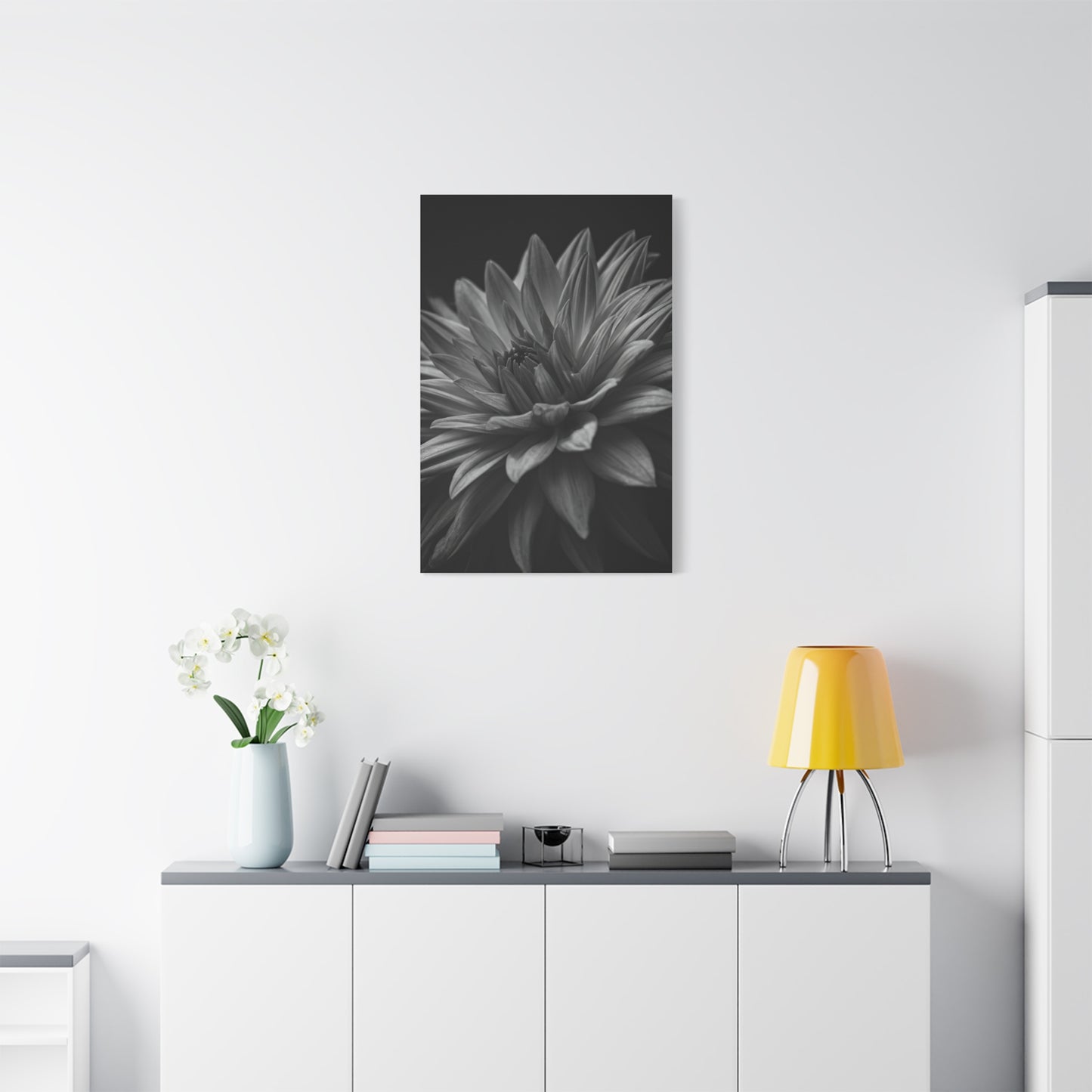 Monochrome Layered Dahlia Bloom Wall Art & Canvas Prints