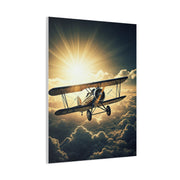 Sunlit Vintage Biplane Flight Wall Art & Canvas Prints