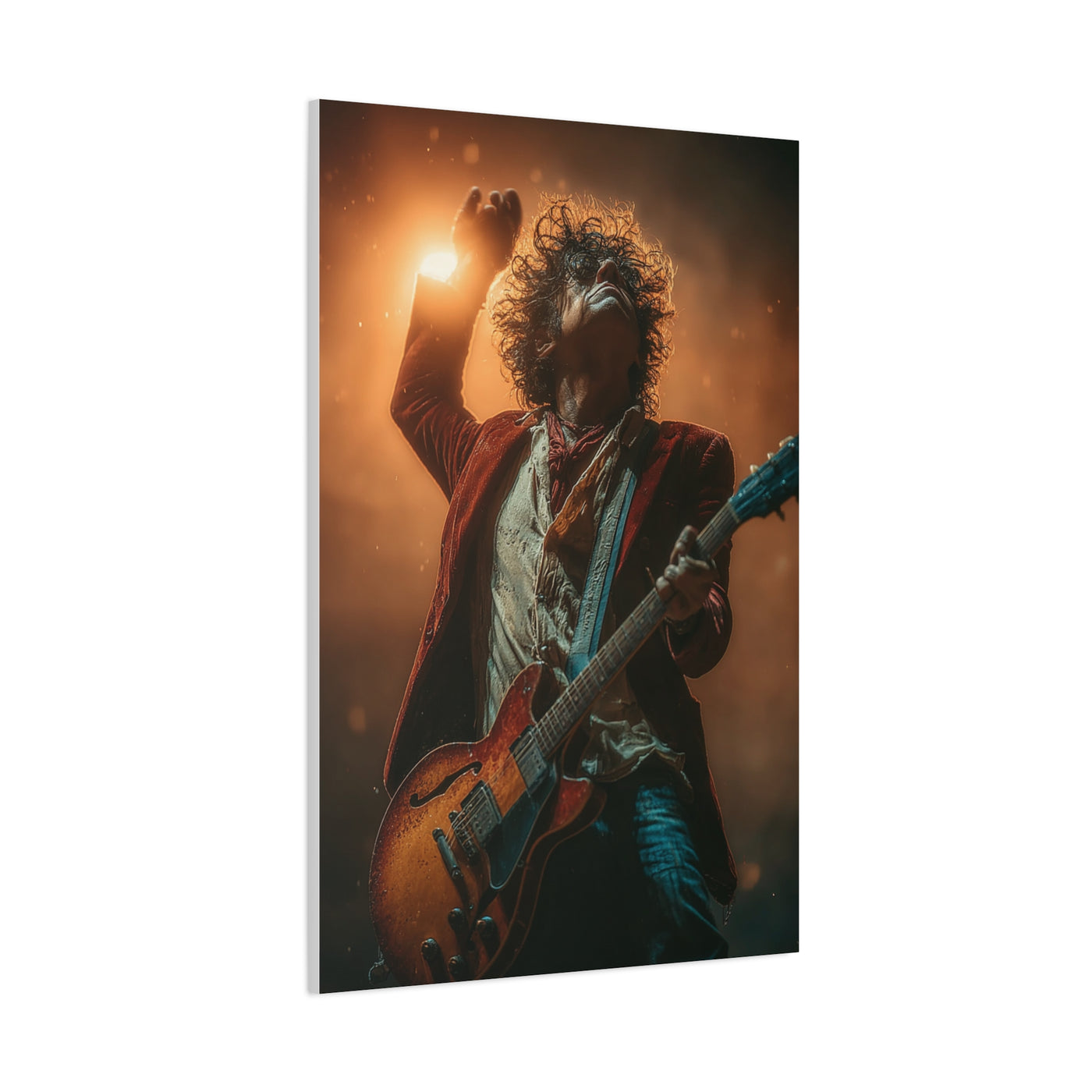 Guitarist in Spotlight Energy Wall Art & Canvas Print