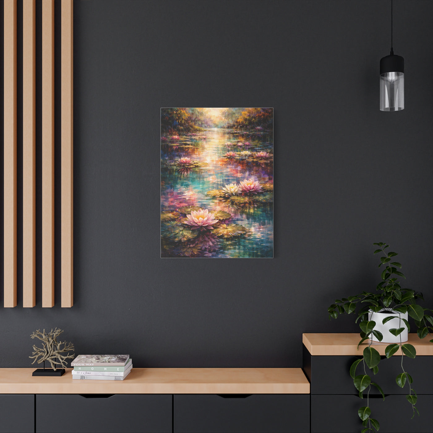 Impressionist Multicolor Water-Lily Pond Wall Art & Canvas Print