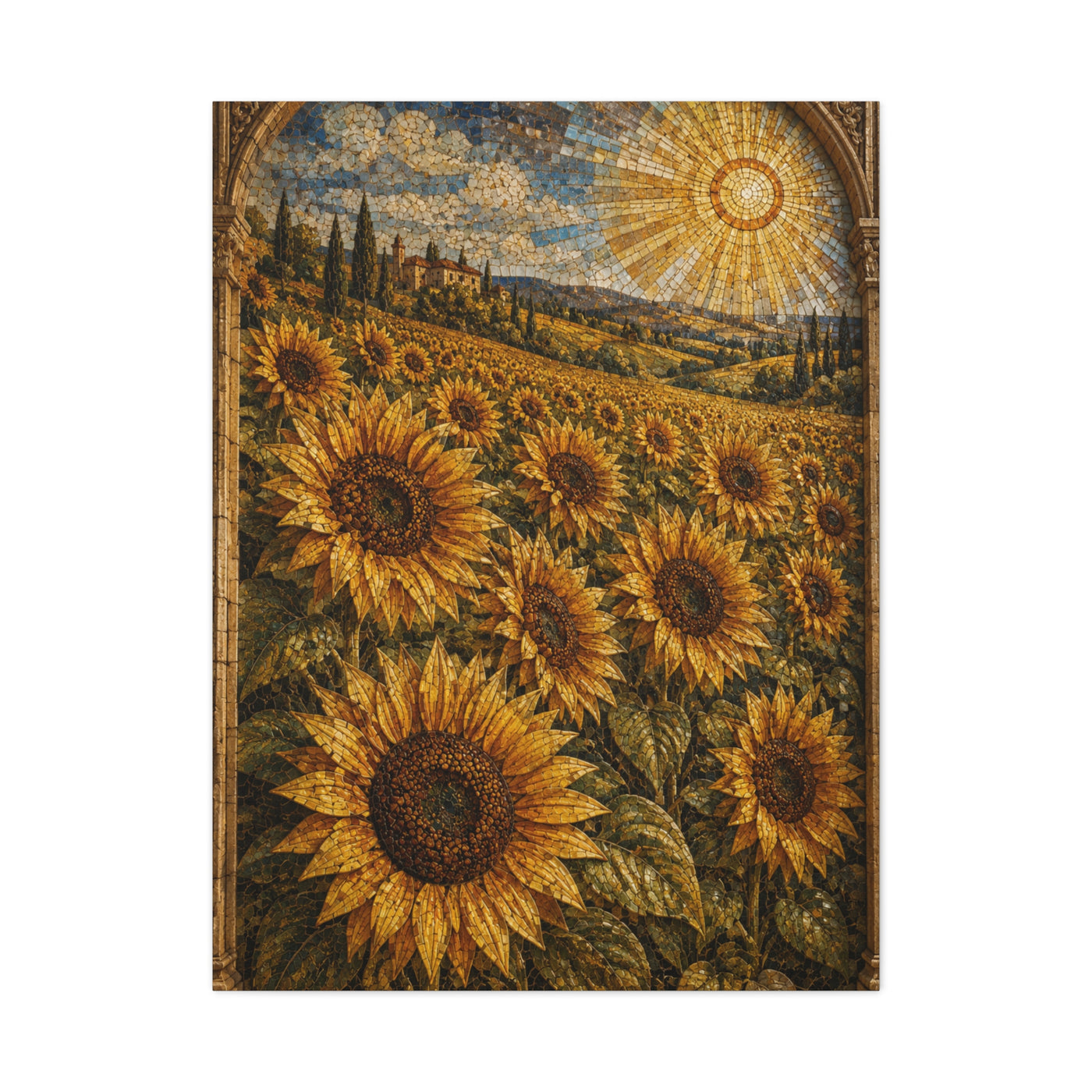 Architectural Mosaic Sunflower Field Wall Art & Canvas Print