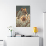 Lioness and Cub Watchful Calm Wall Art & Canvas Print