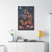 Radha and Krishna Moonlit Lotus Garden Wall Art & Canvas Print