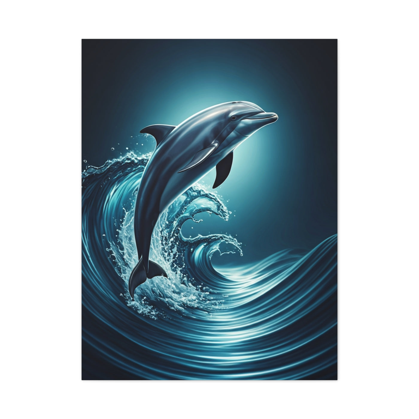 Dolphin Leaping Through Blue Ocean Waves Wall Art & Canvas Prints