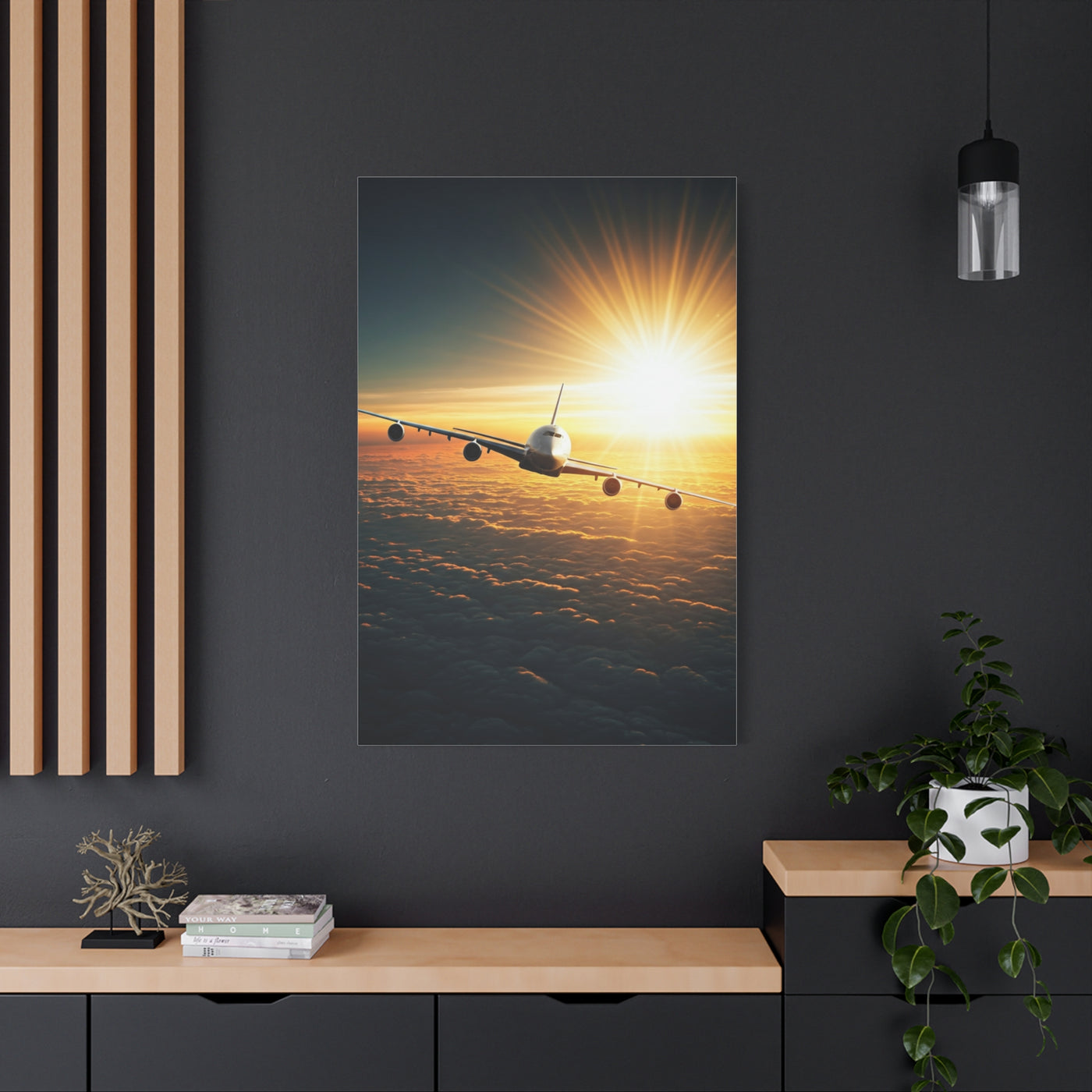 Sunrise Airliner Above the Clouds Wall Art & Canvas Prints