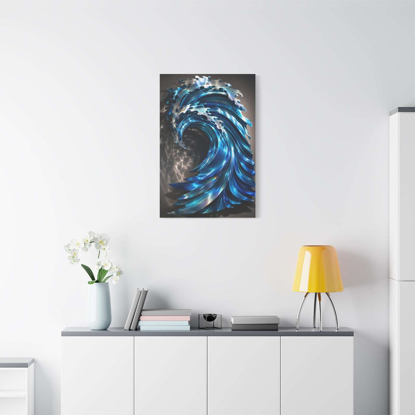 Iridescent Metal Wave Sculpture Wall Art & Canvas Print