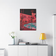 Pink Neon Pool Night Scene Wall Art & Canvas Print