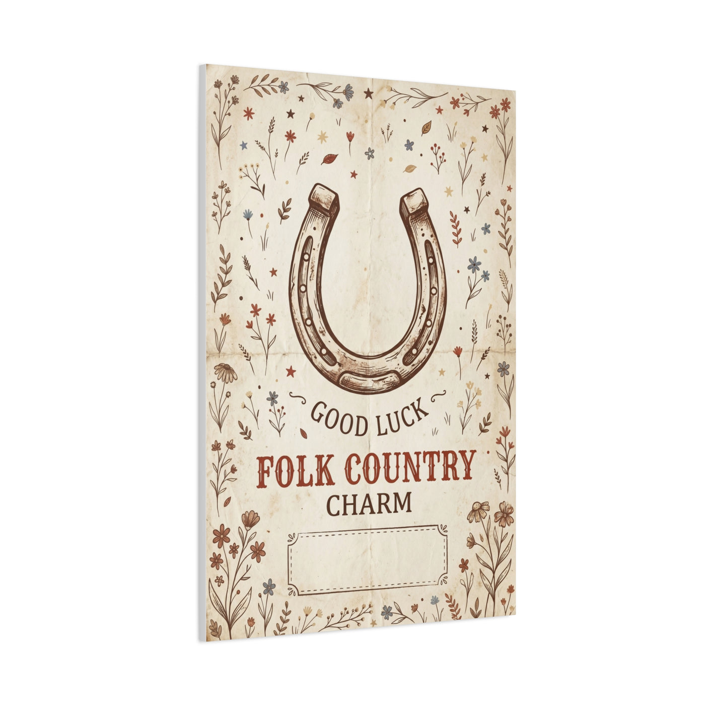 Rustic Horseshoe Folk Charm Poster Wall Art & Canvas Print