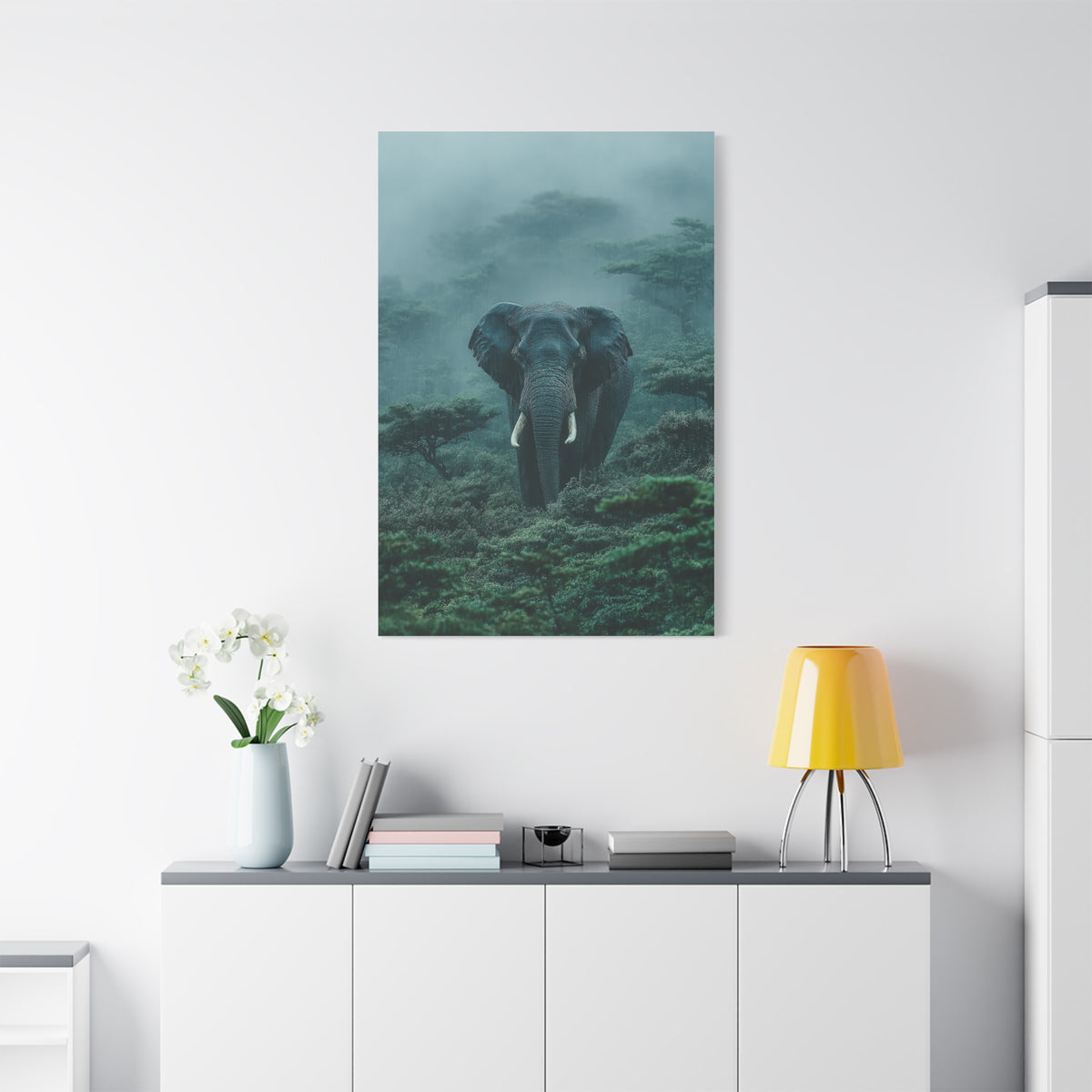 Elephant Rainforest Monsoon Portrait Wall Art & Canvas Print