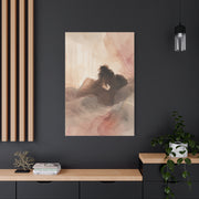 Blush Watercolor Lovers Close Embrace Wall Art & Canvas Print