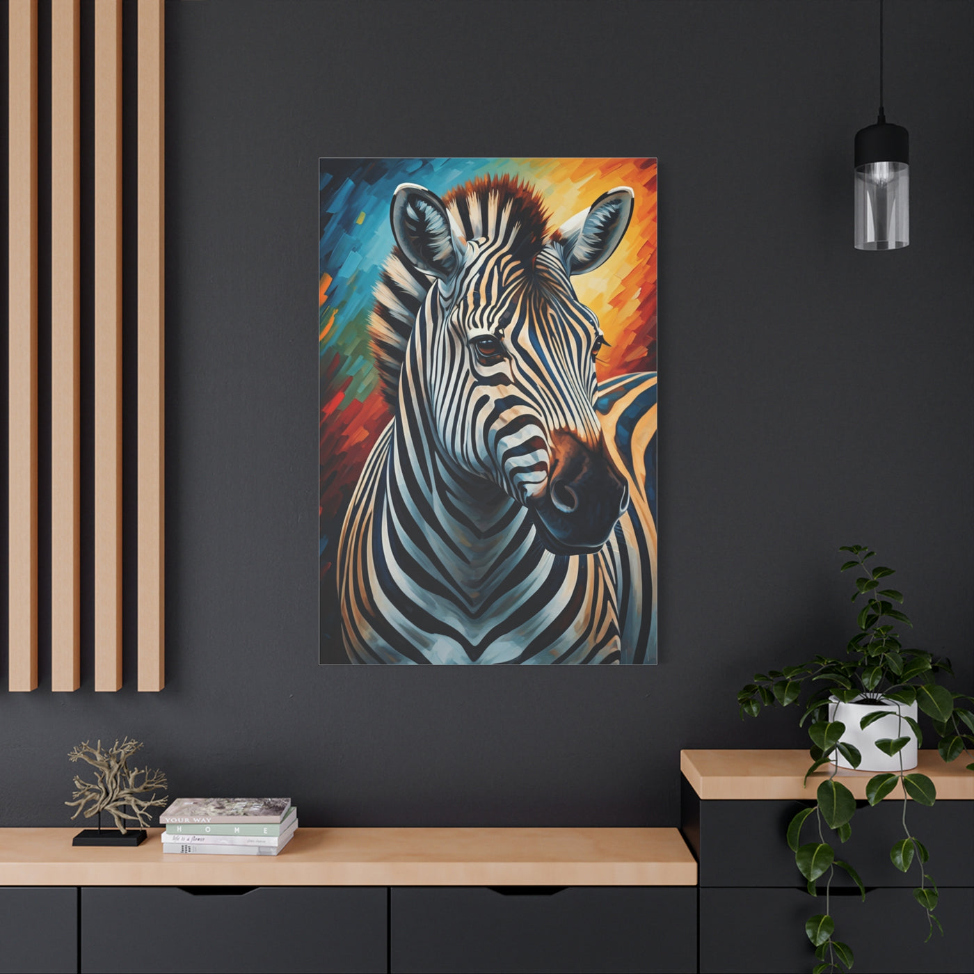 Vibrant Stripes Zebra Portrait Wall Art & Canvas Print