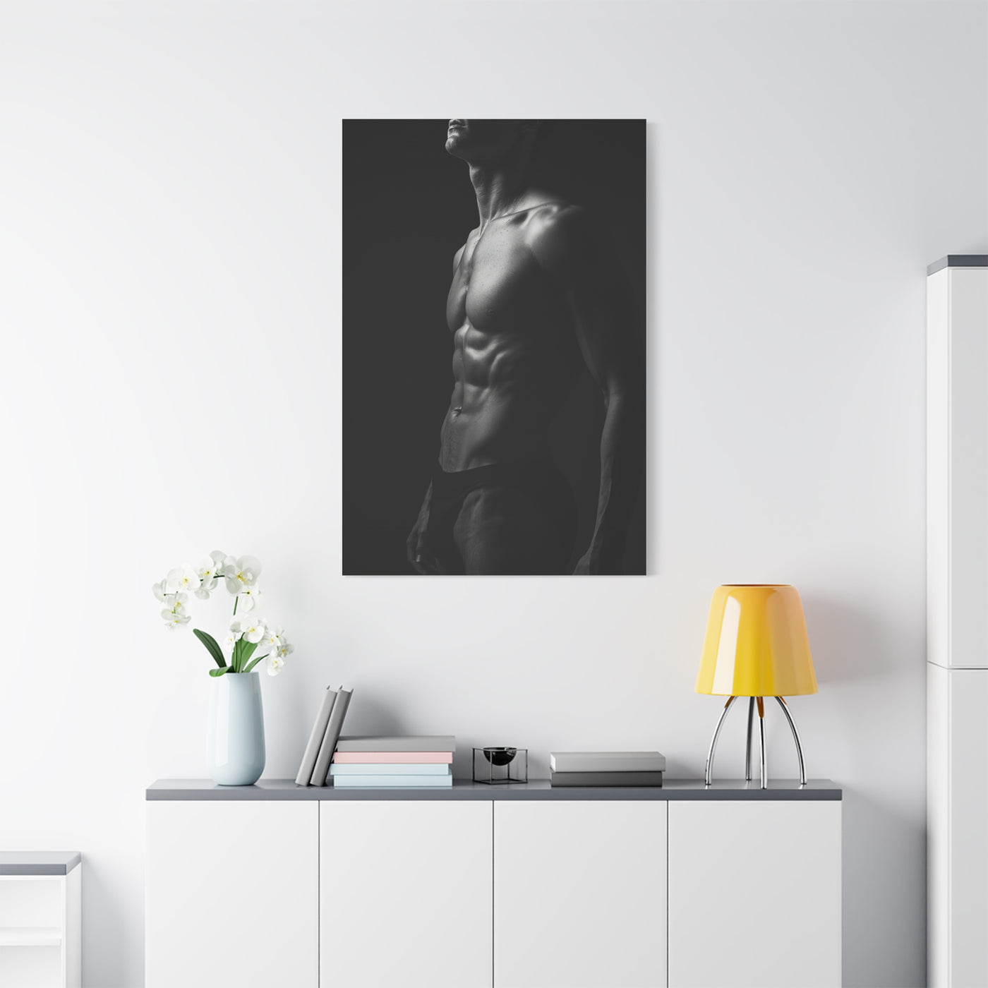 Sculptural Monochrome Torso Study Wall Art & Canvas Print