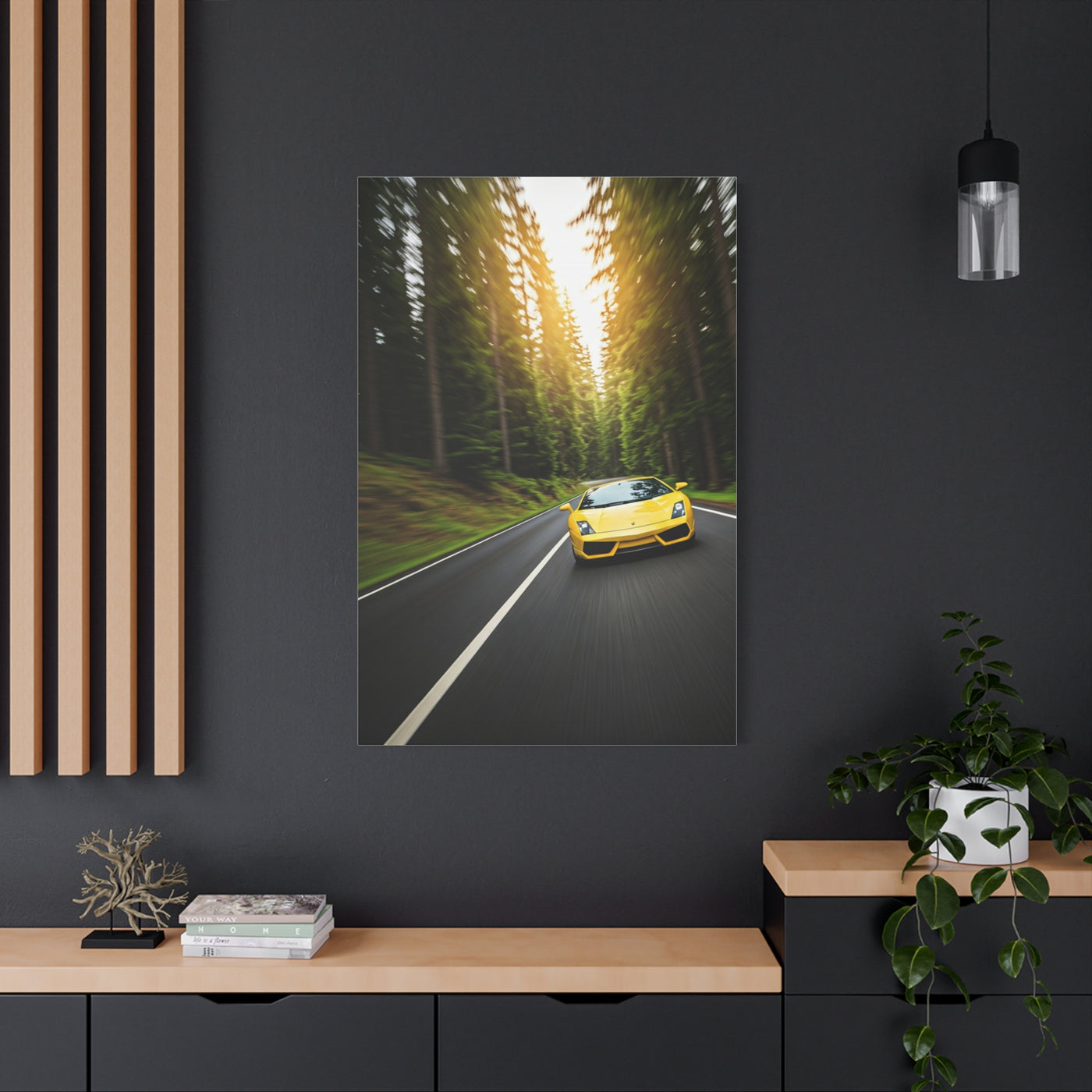 Lamborghini Gallardo Forest Road Charge Wall Art & Canvas Prints