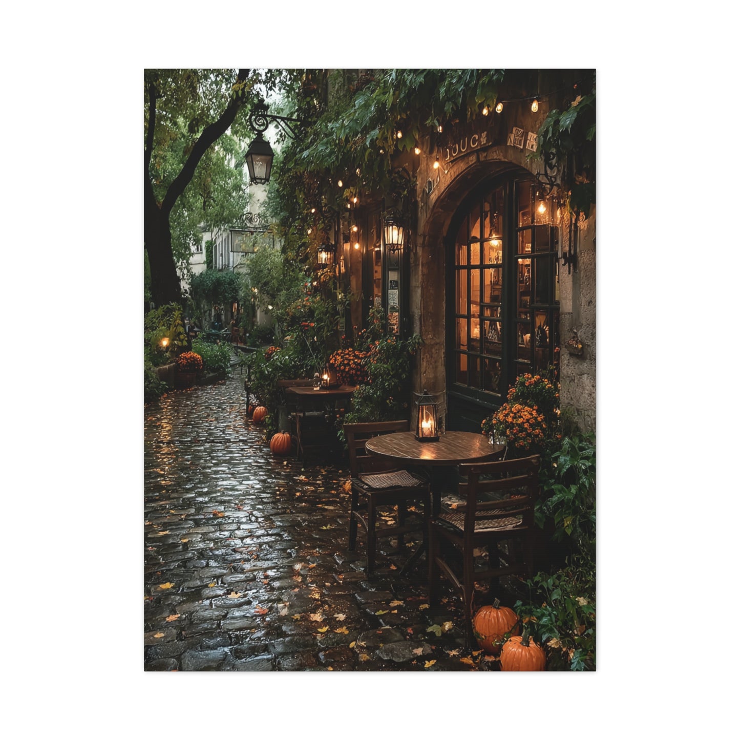 Paris Autumn Café Terrace Wall Art & Canvas Print