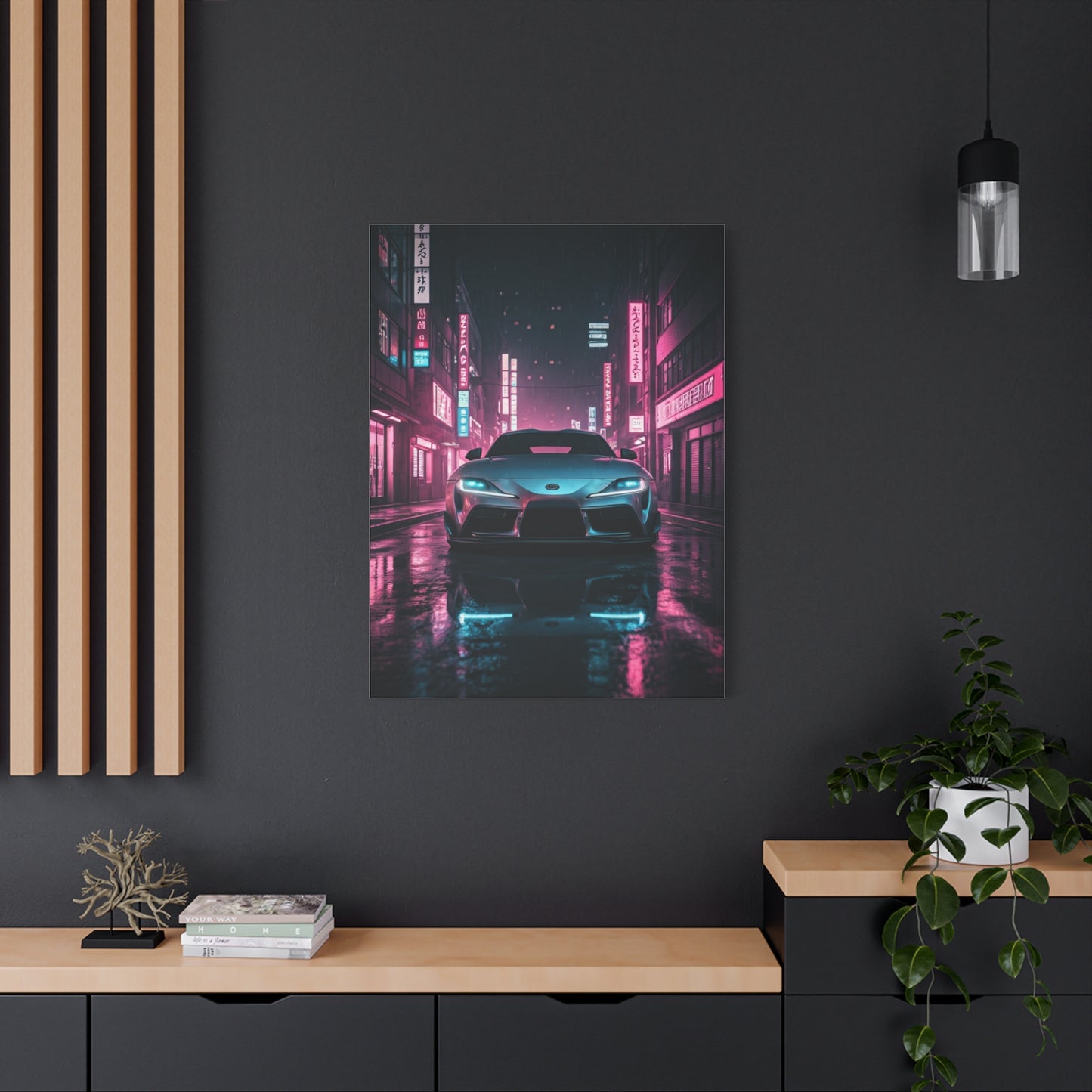 Toyota Supra Mk5 Cyberpunk Street Reflections Wall Art & Canvas Prints