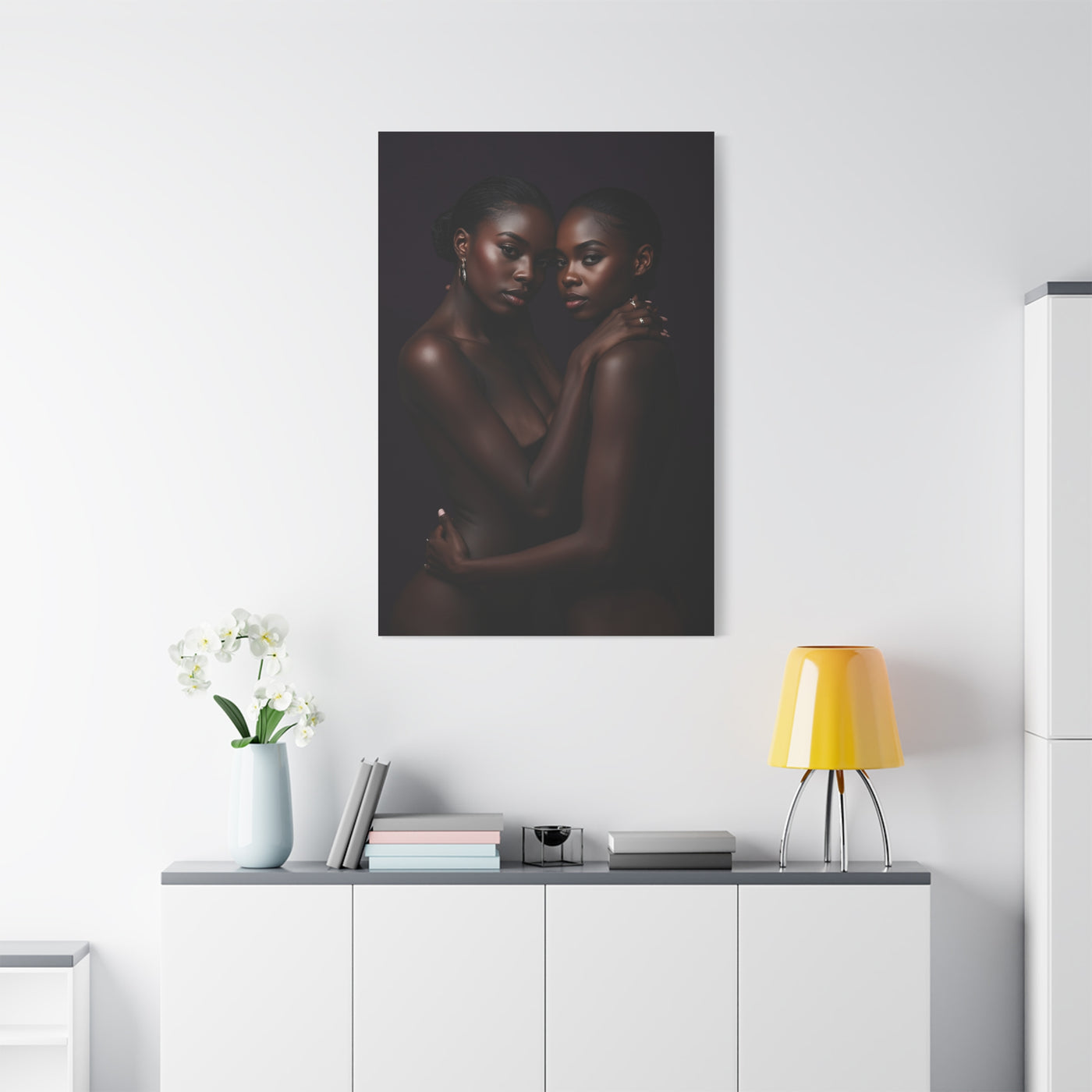 Intimate Dual Portrait Embrace Wall Art & Canvas Print