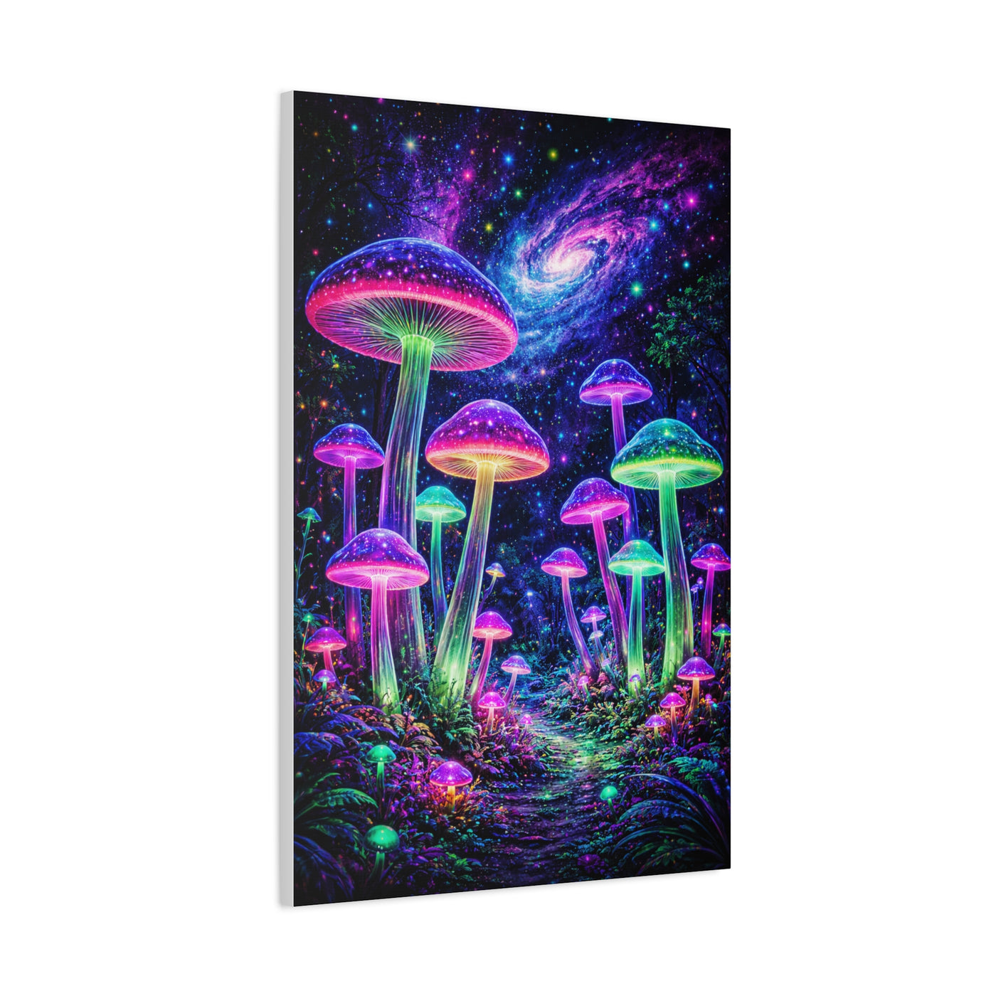 Glowing Giant Mushrooms in Midnight Forest Wall Art & Canvas Print