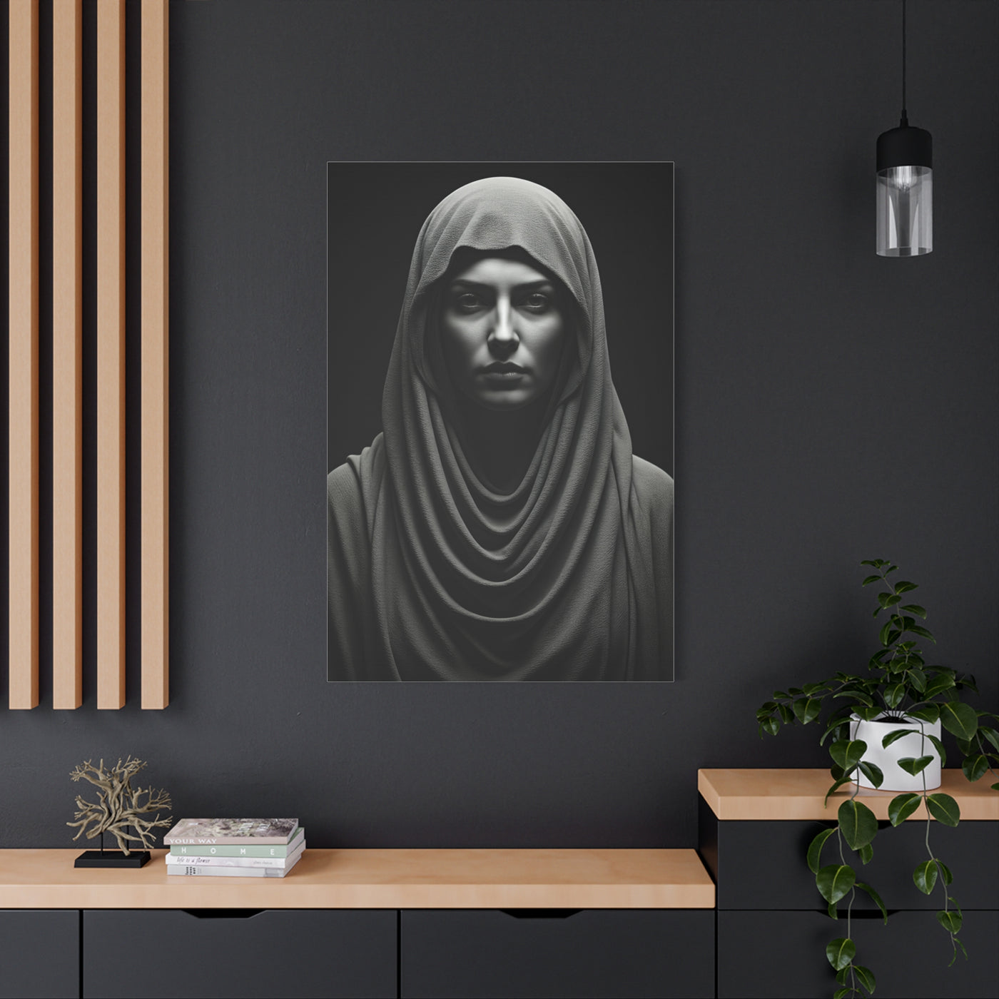 Veiled Serenity Black & White Portrait Wall Art & Canvas Prints