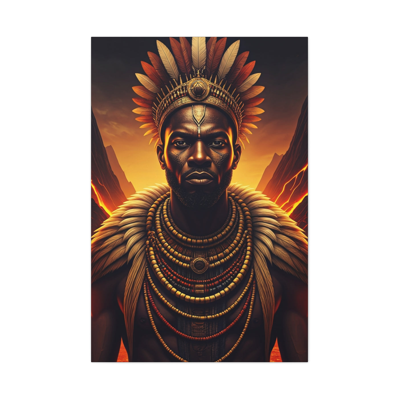Sunfire Tribal King Portrait Wall Art & Canvas Prints